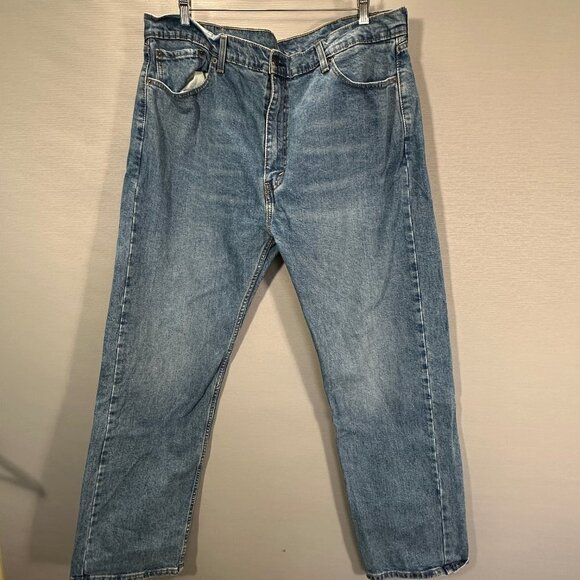 Levis 505 Jeans Mens 42 Light Wash Cotton Stretch Straight Leg 5 Pocket Style - Picture 1 of 10
